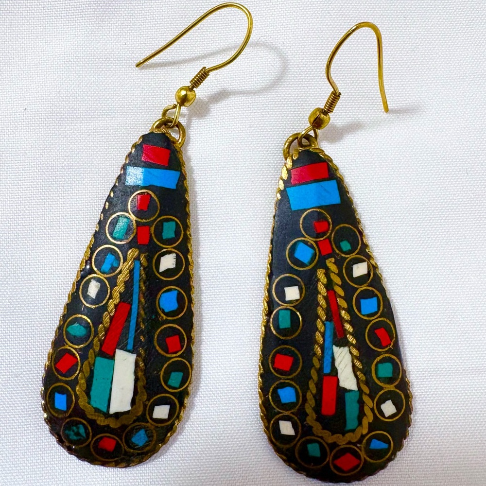 Colorful  brass Drop Earrings